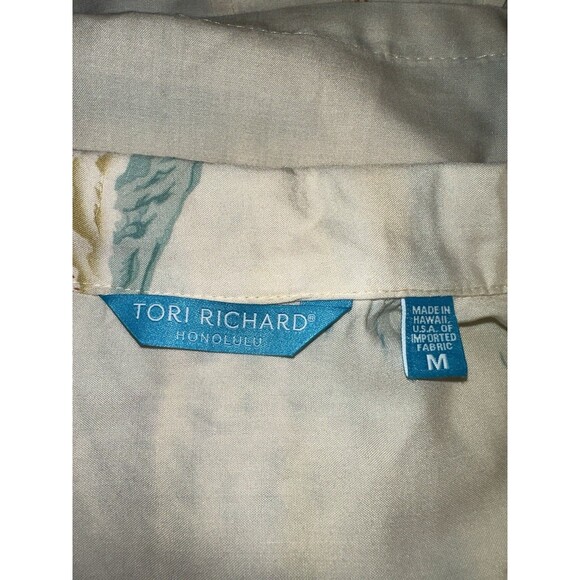 TORI RICHARD Hawaiian Button Shirt Mens M, Viscose Tan/Red C 44” L29” - Picture 5 of 6